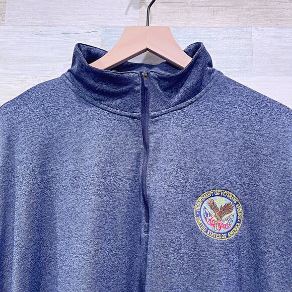 U.S. Department Of Veterans Affairs 1/4 Zip Performance Pullover Blue Mens 4XL - Picture 2 of 6
